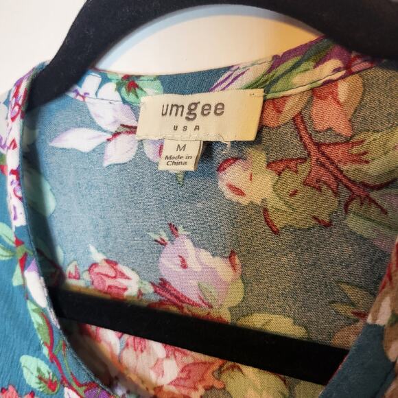 Umgee size medium Teal floral swing tunic shirt oversized blouse - Picture 4 of 5